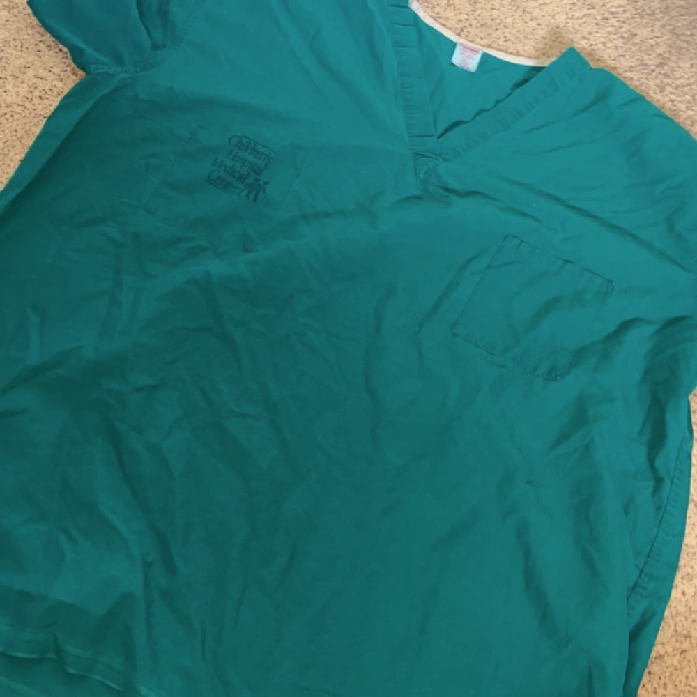 teal blue CCMC scrub top